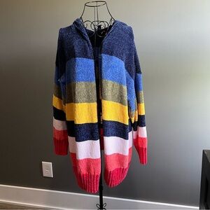Rainbow Colorful Striped Women's Cardigan Oversized XLarge